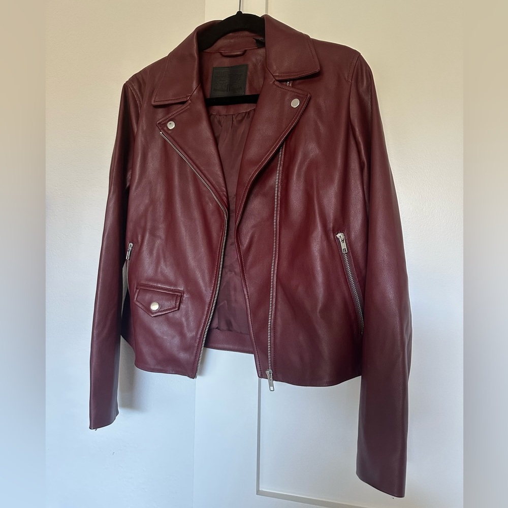 Levi’s Women's Burgundy Faux Leather Moto Jacket, Sz M